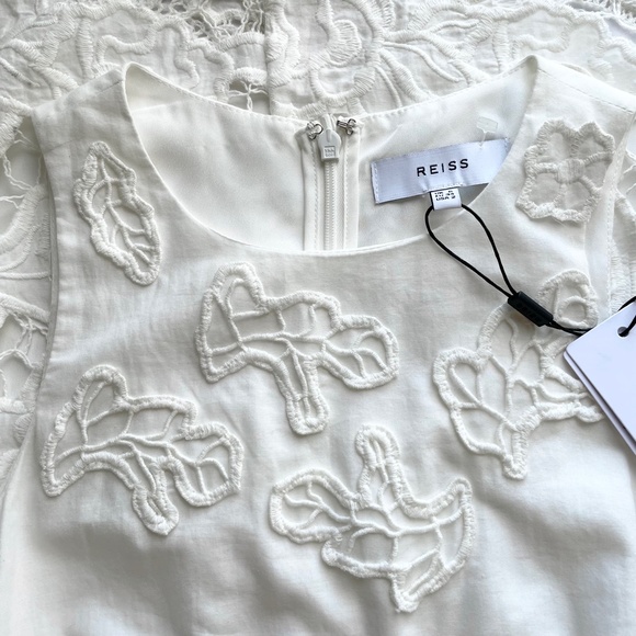✨NWT✨ REISS Rosina Broderie Fit And Flare Dress in White Sz US 2 (XS) - Picture 11 of 12
